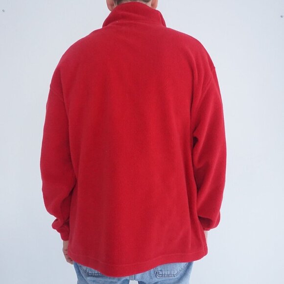 Vintage Perry Ellis America Red Quarter Zip Outdoor Fleece Pullover Sweater L - Picture 2 of 9